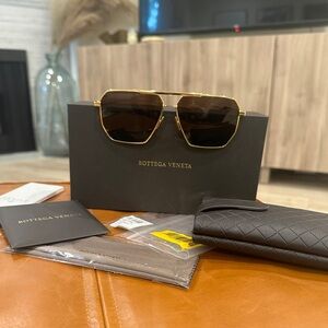 Bottega Veneta Sunglasses gold frame with brown lens